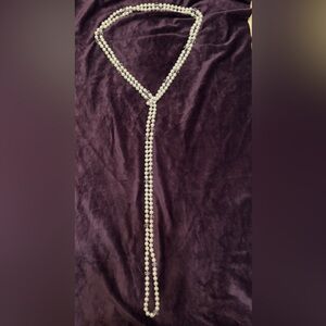 Faux White Pearl and Crystal Necklace